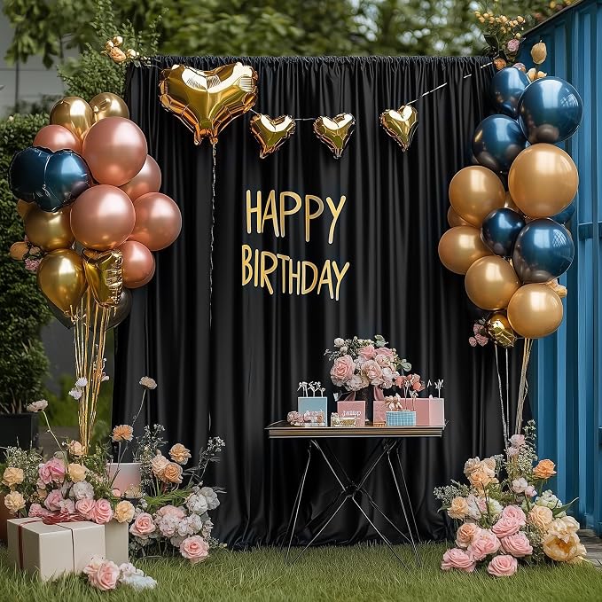 Black Backdrop Curtain for Wedding Parties Backdrop Drapes 10x10FT | Wrinkle Free Polyester Curtain Backdrop Black Draping Fabric for Backdrop Photoshoot Birthday Party Background,2 Panel 5x10FT - Image 4