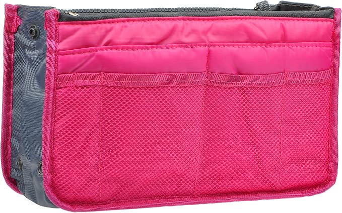 Vercord Purse Organizer Insert for Handbags Bag Organizers Inside Tote Pocketbook Women Nurse Nylon 13 Pockets Rose Small by Vercord