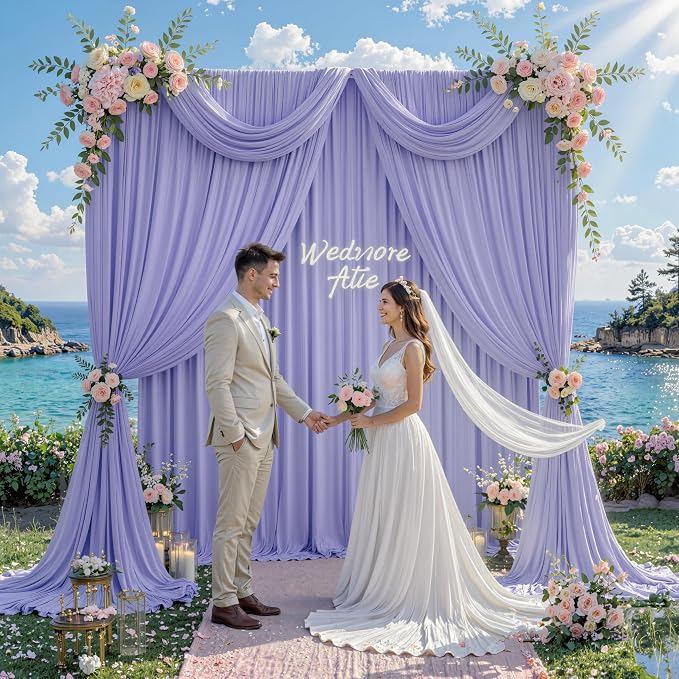 10 ft x 10 ft Wrinkle Free Lavender Backdrop Curtain for Parties, Polyester Light Purple Photo Backdrop Drapes 2 Panels 5x10ft for Baby Shower Photoshoot Wedding Birthday Party Photography Curtains - Image 8