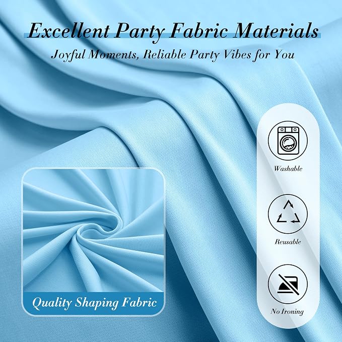 20 ft x 10 ft Wrinkle Free Baby Blue Backdrop Curtains for Parties, 4 Panels 5 ft x 10 ft Polyester Light Blue Photo Backdrop Curtain Drapes for Birthday Wedding Party Baby Shower Photography - Image 7