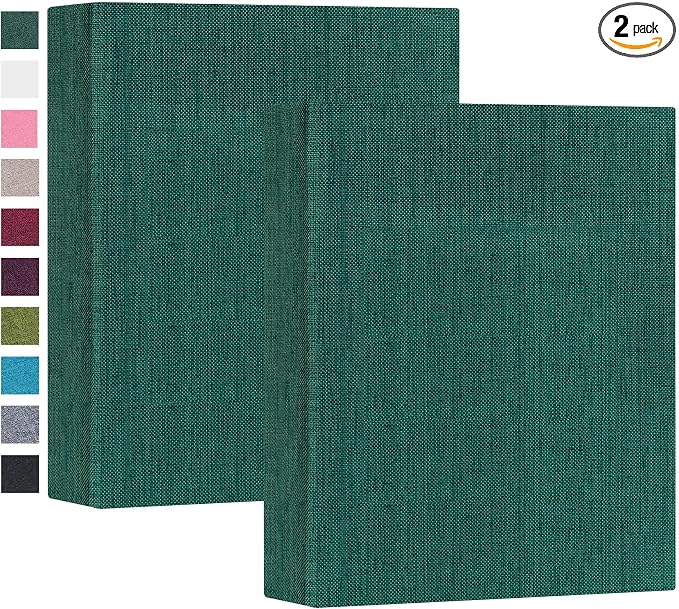 Mublalbum 2 Pack Small 4x6 Photo Album, 52 Pockets, Linen Cover,Dark Green | Linen Cover, Portable Mini Picture Book, Holds 52 Vertical Pockets for Artwork Postcards, Picture Storage by Mublalbum