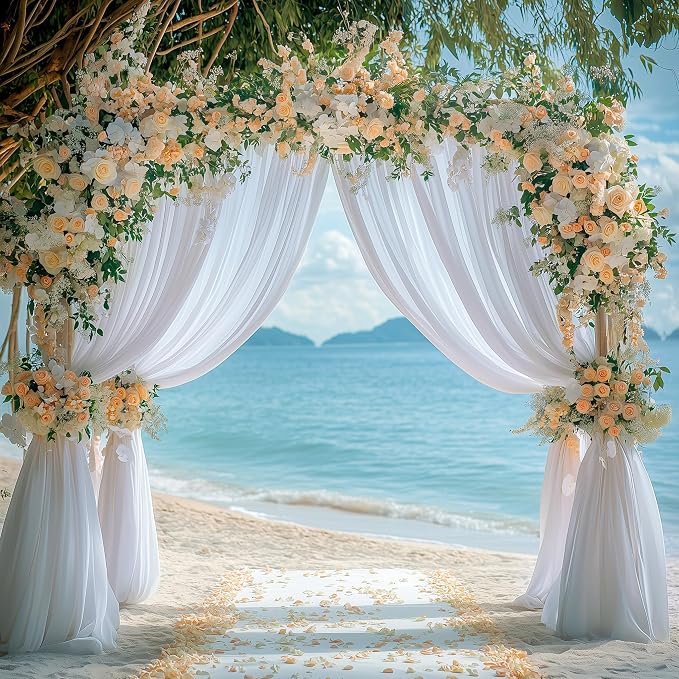 White Backdrop Curtain for Wedding Parties Backdrop Drapes 10x8FT | Wrinkle Free Polyester Curtain Backdrop White Draping Fabric for Backdrop Photoshoot Birthday Party Background,2 Panel 5x8FT - Image 5