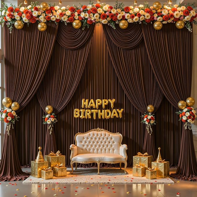 Dark Brown Backdrop Curtains-Wrinkle-Free Polyester Photography Drapes Party Curtain Background for Baby Shower Wedding Decorations- 40 X10FT - Image 4