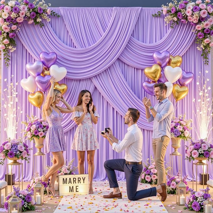 6 Panels Lavender Backdrop Curtains for Wedding Party Wrinkle Free Backdrops Curtain Drapes Fabric Decorations Photo Back Drop Cloth for Baby Shower Photography Stage Reception 30ft(W) x 12ft(H) - Image 3