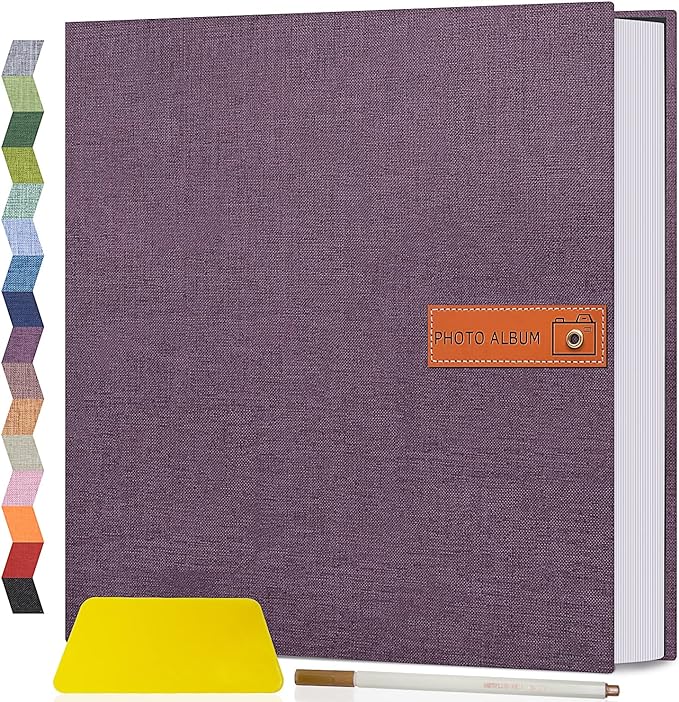 Popotop Large Photo Album Self Adhesive 4x6 5x7 8x10 Scrapbook Album DIY Picture Book,Gifts for Mom,Family Baby and Wedding,with Metal Pen and Plastic Board by Popotop