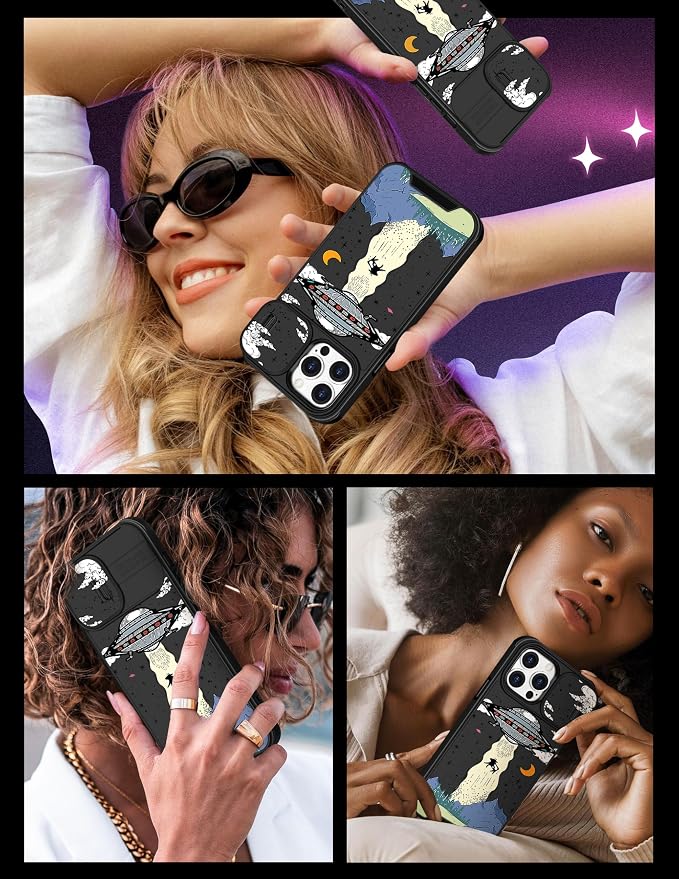 (2in1 for iPhone 11 Pro Max Case Cute UFO for Women Cool Aliens Phone Cover Fashion Universe Unique Design with Slide Camera Cover Protective Case for iPhone 11 ProMax 6.5'' - Image 6