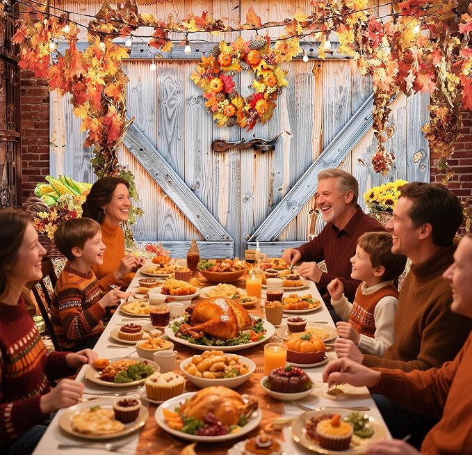 Fall Photo Backdrops for Photography, Thanksgiving Decorations 7x5ft | Vinyl Autumn Background for Photoshoot, Orange Pumpkin Maple Leaves, for Outdoor Party, Friendsgiving Decor - Image 4