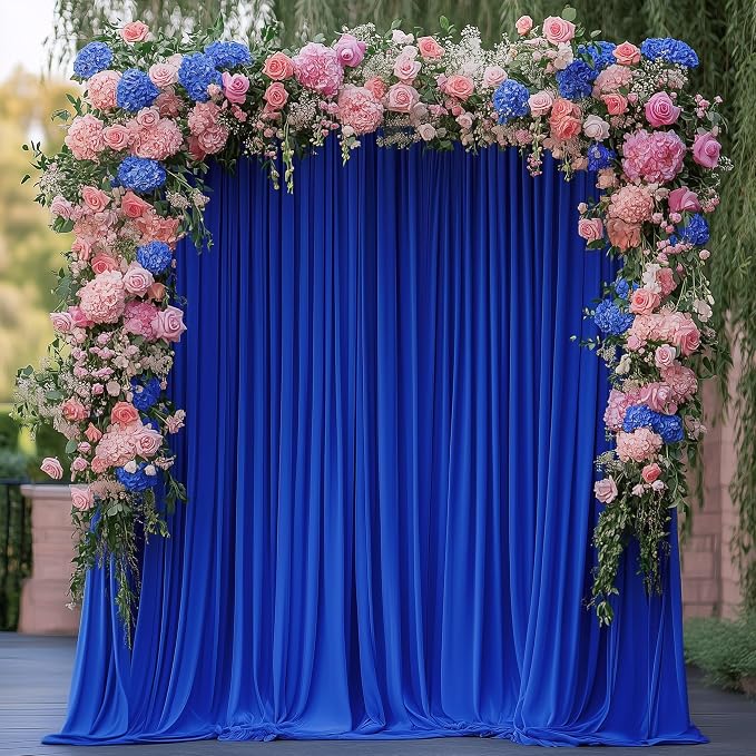 Royal Blue Backdrop Curtain for Parties Backdrop Drapes 10x8FT | Wrinkle Free Polyester Curtain Backdrop Draping Fabric for Backdrop Photoshoot Birthday Party Background,2 Panel 5x8FT by Wokceer