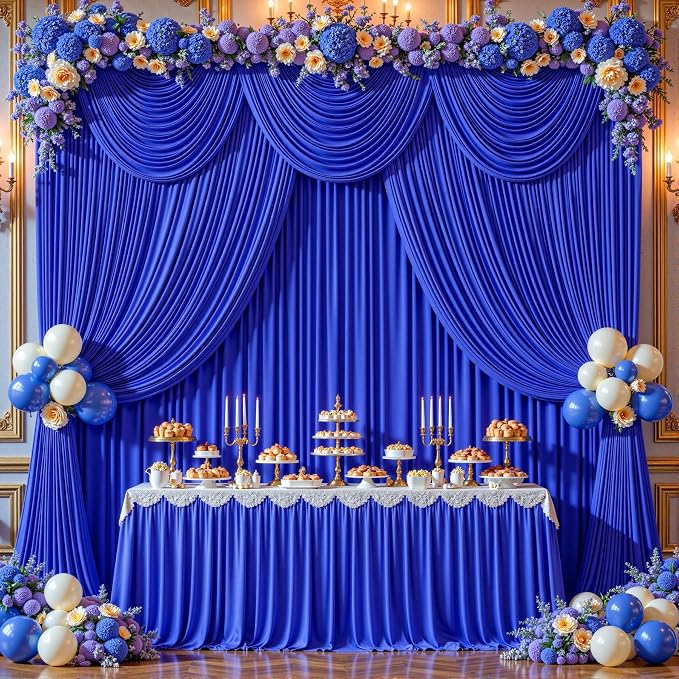 40ftx10ft Wrinkle Free Royal Blue Backdrop Curtain - 10 Feet Photography Backdrop Drapes, Silky Polyester Back Drop Cloth for Wedding Baby Shower Balloon Arch Background - Image 8