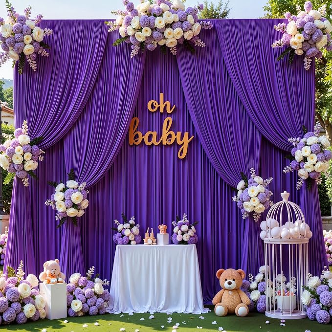 40ft x 10ft Wrinkle Free Purple Backdrop Curtains for Parties, 8 Panels 5x10ft Thick Fabric Purple Backdrop Drapes for Wedding Party Background Birthday Decoration - Image 7