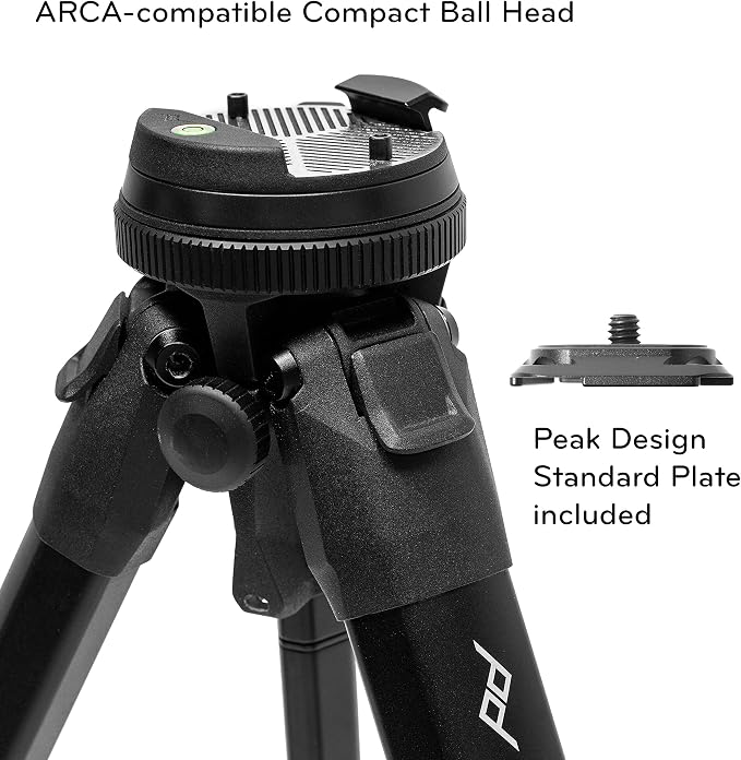Peak Design Travel Tripod, Carbon Fiber, Compact Design, Quick Setup and Takedown, Pro-Level Stability, Ergonomic Ball Head, Compact and Portable Travel Tripod for Camera and Phone, 20 lb Capacity - Image 5