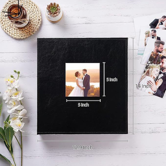potricher Large Photo Album 4x6 1000 Photos, Leather Cover, Black | Large Capacity Picture Albums with 1000 Horizontal and Vertical Pockets, Photo Book for Family, Wedding, Anniversary, Baby - Image 2