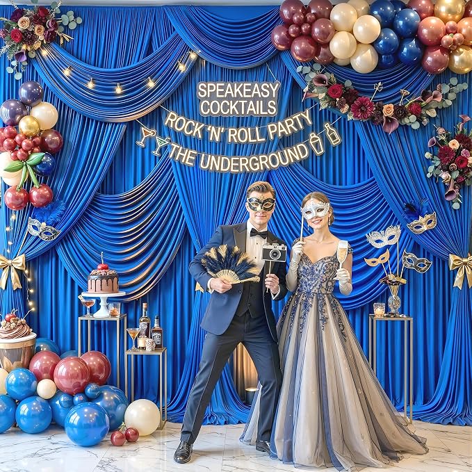 10x10 Royal Blue Backdrop Curtain for Parties Wrinkle Free Blue Photo Curtains Backdrop Drapes Fabric Decoration for Wedding Birthday Party Baby Shower 5ft x 10ft,2 Panels - Image 4
