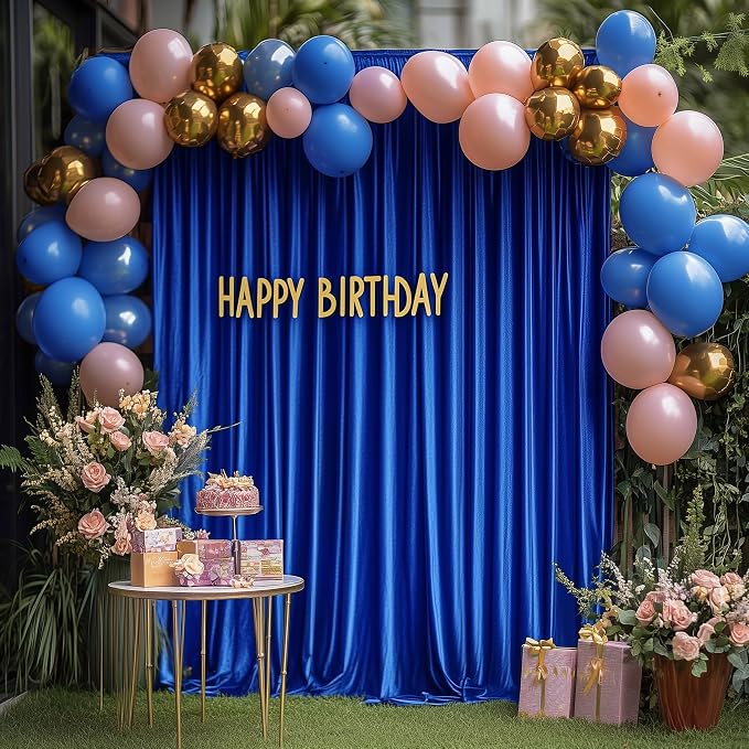 Royal Blue Backdrop Curtain for Parties Backdrop Drapes 10x8FT | Wrinkle Free Polyester Curtain Backdrop Draping Fabric for Backdrop Photoshoot Birthday Party Background,2 Panel 5x8FT - Image 4