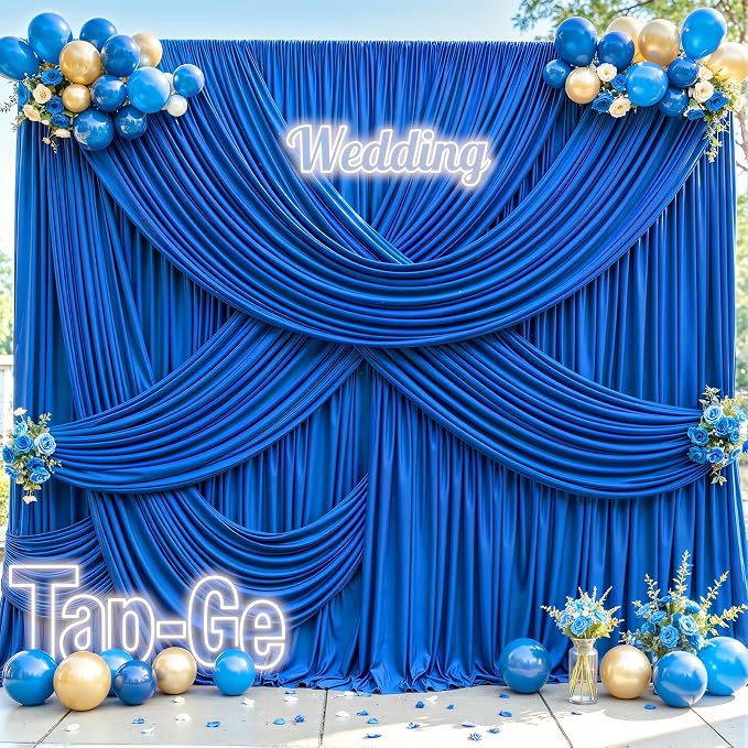 10x12 Royal Blue Backdrop Curtains for Wedding Party Wrinkle Free Backdrops Curtain Drapes Fabric Decorations Photo Back Drop Cloth for Baby Shower Photography Stage Reception 5ft x 12ft,2 Panels - Image 2