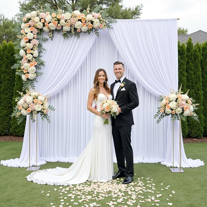 20x12 ft White Backdrop Curtains for Weddings Parties, Birthdays and Photos | 4 Panels 5x12 ft, Wrinkle-Free Polyester Drapes, Washable, Ironable, 4 in Rod Pocket for Baby Showers Photography Background - Image 2