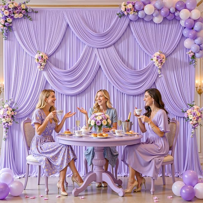 8 Panels Lavender Backdrop Curtains for Wedding Party Wrinkle Free Backdrops Curtain Drapes Fabric Decorations Photo Back Drop Cloth for Baby Shower Photography Stage Reception 40ft(W) x 12ft(H) - Image 4