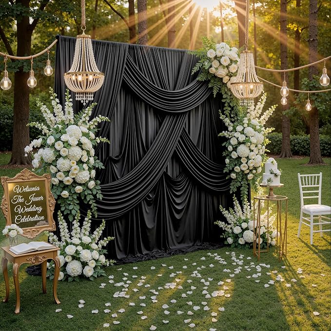 40ftx8ft Wrinkle Free Black Backdrop Curtains for Parties, 8 Panels 5x8ft Thick Polyester Photo Backdrop Drapes for Weddings Birthday Graduation Photography Background Curtains - Image 8