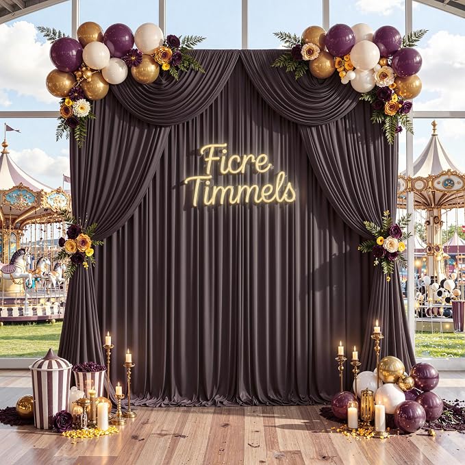 30 ft x 10 ft Wrinkle Free Brown Backdrop Curtain for Parties, Wedding Brown Photo Backdrop Drapes, Fabric 6 Panels 5ft x 10ft for Baby Shower Photoshoot Engagement Birthday Photography Background - Image 7