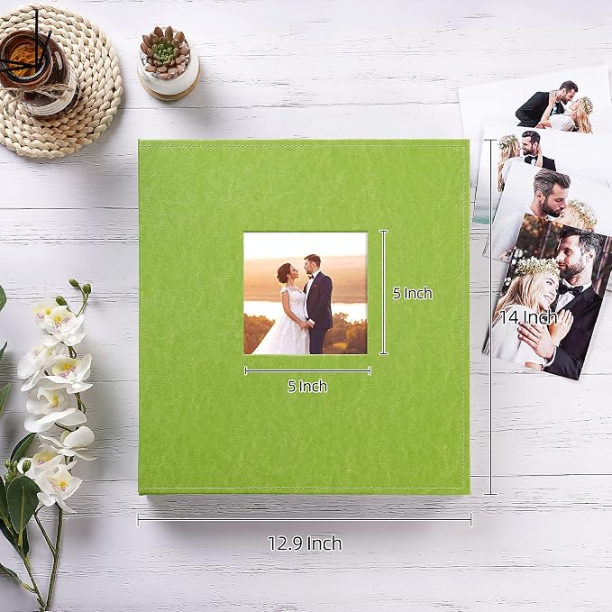 potricher Large Photo Album 4x6 1000 Photos, Leather Cover, Green | Large Capacity Picture Albums with 1000 Horizontal and Vertical Pockets, Photo Book for Family, Wedding, Anniversary, Baby - Image 2