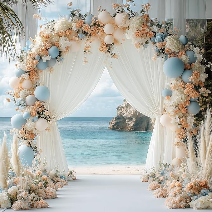 Ivory Backdrop Curtain for Parties Backdrop Drapes, 3Pack 10x10FT | Wrinkle Free Polyester Curtain Backdrop Draping Fabric for Backdrop Photoshoot Birthday Party Background,6 Panel 5x10FT - Image 6
