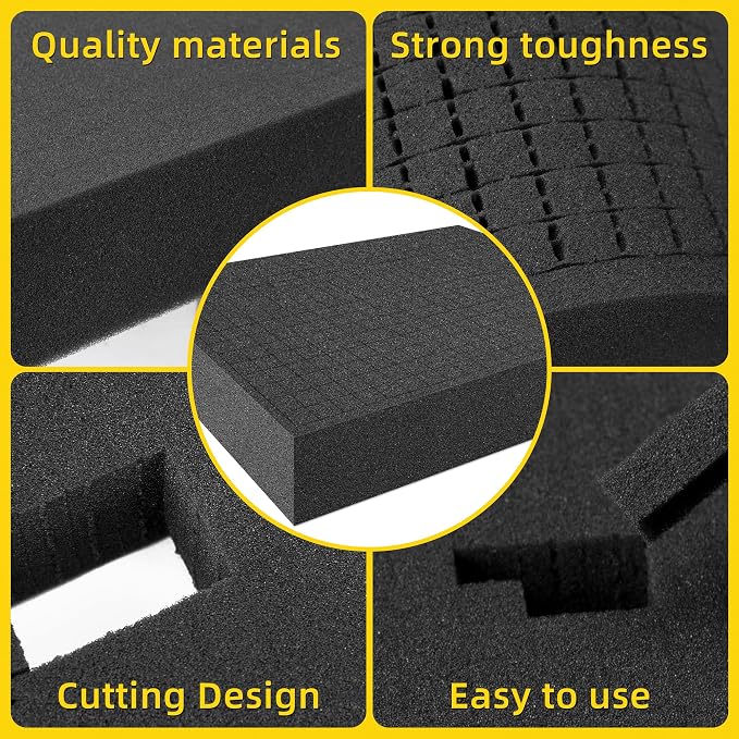 4 Pcs Pick Apart Foam Insert, 2 Size Pre Cube Sheet Foams with Bottom Use | 16 Inch Length Tool Box Foam, Elastic Packing Foams for Board Game Box Cases Storage Drawer - Image 5