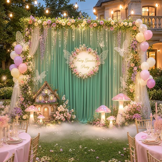 20x12 ft Sage Green Backdrop Curtains for Weddings, Birthdays and Photos | 4 Panels 5x12 ft, Wrinkle-Free Polyester Drapes, Washable, Ironable, 4 in Rod Pocket for Baby Showers Photography Background - Image 6