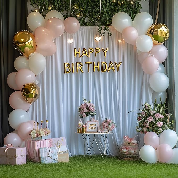 White Backdrop Curtain Drapes for Parties, 3Pack 10x8FT | Wrinkle Free Polyester Curtain Backdrop Draping Fabric for Backdrop Photoshoot Birthday Party Background,6 Panel 5x8FT - Image 3