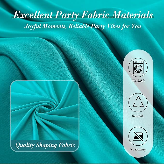 10 ft x 20 ft Wrinkle Free Turquoise Backdrop Curtain for Parties, Thick Polyester Teal Photo Backdrop Drapes,4 Panels 5ft x 10ft for Baby Shower Wedding Engagement Birthday Mermaid Party - Image 6