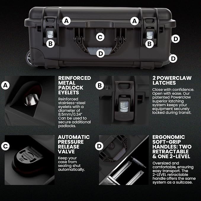 NANUK 935 Hard Case for Camera & Lenses with Padded Divider – Waterproof Equipment Case with Wheels, 22” x 14” x 9” – Dustproof, Impact Resistant, Carry-On Approved for Most Airlines – Black | 22' x 14' x 9' - Dustproof, Padded Divider - Waterproof Equ... - Image 5