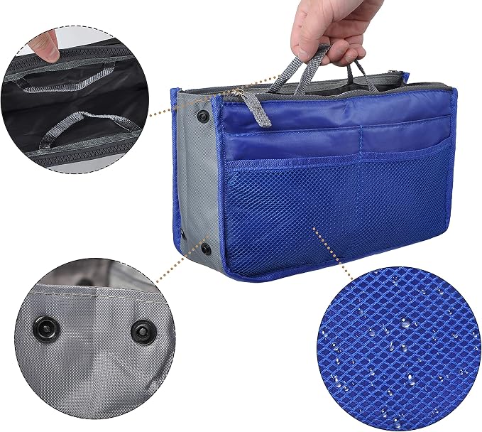 Vercord Purse Organizer Insert for Handbags Bag Organizers Inside Tote Pocketbook Women Nurse Nylon 13 Pockets Royal Blue Large - Image 5