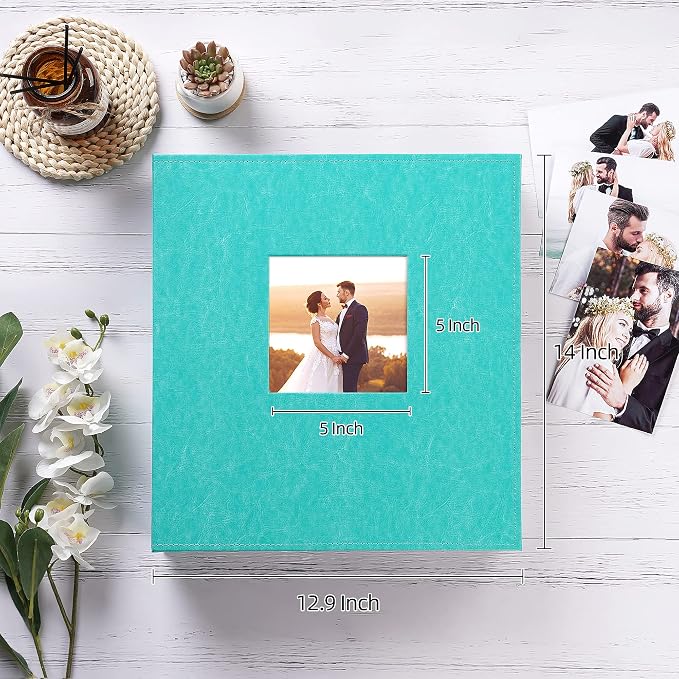 potricher Large Photo Album 4x6 1000 Photos, Leather Cover, Teal | Large Capacity Picture Albums with 1000 Horizontal and Vertical Pockets, Photo Book for Family, Wedding, Anniversary, Baby - Image 2