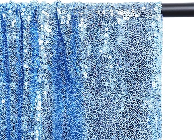 Poise3EHome Baby Blue Sequin Backdrop Curtain,8FT x 10FT Sequin Photography Backdrop Curtain for Party Decoration - Image 8