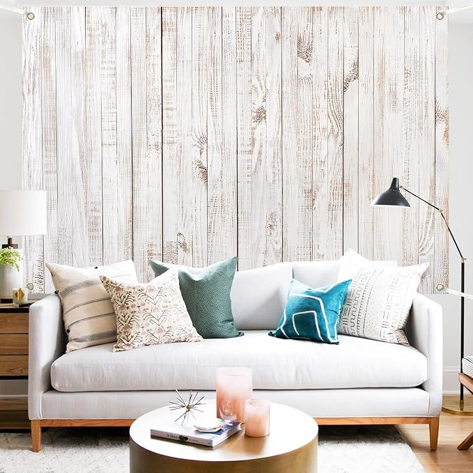 Rustic Wood Backdrop 15x10 FT Vintage White Wooden Floor Backdrops for Photography Old Wood Wall Background Decor Baby Shower Wedding Birthday Party Photo Studio Props - Image 2