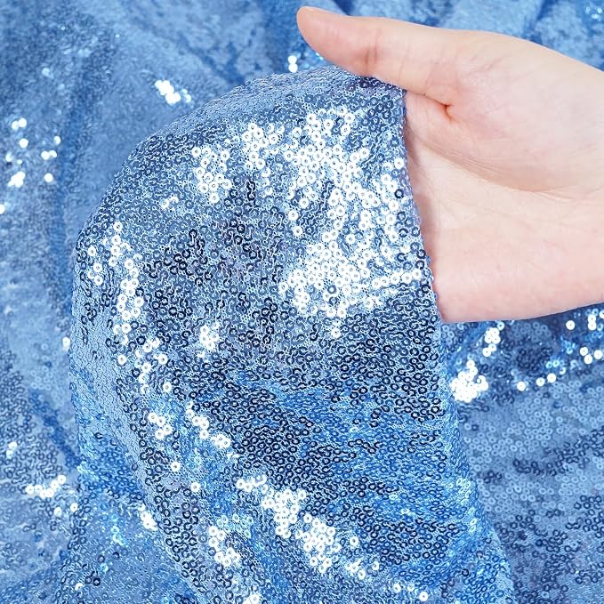 Poise3EHome Blue Sequin Backdrop,10FT x 10FT Sequin Photography Backdrop Curtain for Party Decoration, Baby Blue - Image 4