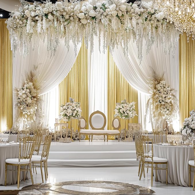 Outpain Thick 40 ft x 10 ft Gold Sequin Backdrop Curtain for Parties, Wrinkle Free Glitter Photo Backdrop Drapes 8 Panels 5x10ft Gold Back Drop Cloth for Wedding Christmas Photography Background - Image 9