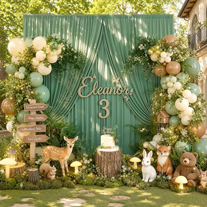 20x12 ft Sage Green Backdrop Curtains for Weddings, Birthdays and Photos | 4 Panels 5x12 ft, Wrinkle-Free Polyester Drapes, Washable, Ironable, 4 in Rod Pocket for Baby Showers Photography Background - Image 2