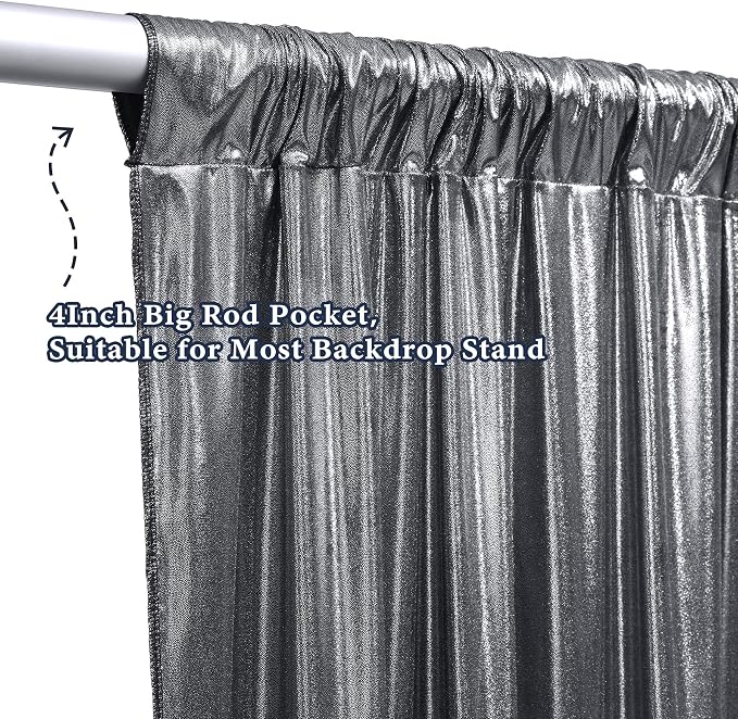 Outpain Thick 10 ft x 10 ft Black Silver Sequin Backdrop Curtain for Parties, Wrinkle Free Glitter Photo Backdrop Drapes 2 Panels 5x10ft Black Silver Back Drop Cloth for Wedding Photography Background - Image 6