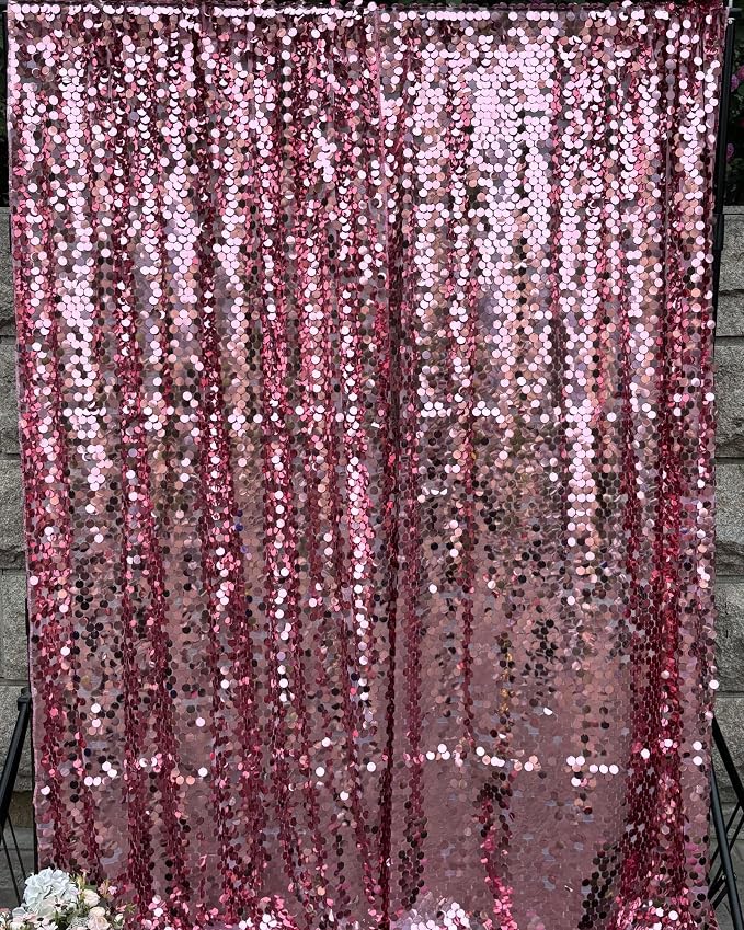 Rose Pink Large Sequin Backdrop, 4x10 Ft, 2 Panels | Large 18mm Sequins , Glitter Payatte Sequin Photobooth Props for Home Decor Accent, Party, Birthday - Image 7