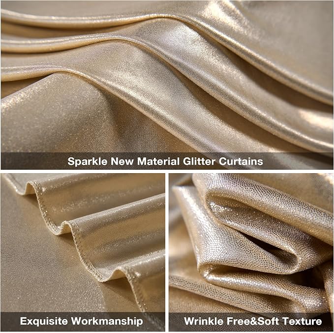 20x10FT Champagne Sequin Backdrop Curtain for Party - 4 Panels 5x10FT Wrinkle-Free Shimmer Drapes for Birthday, Wedding, Christmas, Decorations & Photography - Image 6