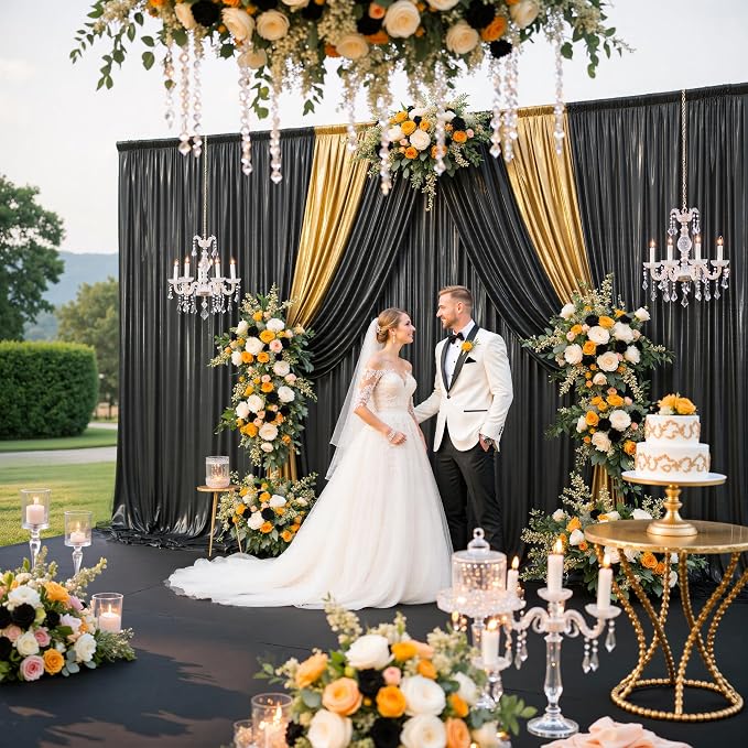 20x10FT Black Sequin Backdrop Curtain for Party - 4 Panels 5x10FT Wrinkle-Free Shimmer Drapes for Birthday, Wedding, Christmas, Decorations & Photography - Image 8