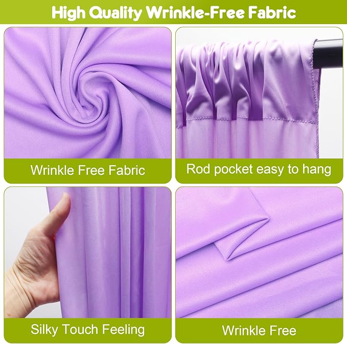 Lavender Purple Backdrop Curtain Drapes for Parties, 3Pack 10x10FT | Wrinkle Free Polyester Curtain Backdrop Draping Fabric for Backdrop Photoshoot Birthday Party Background,6 Panel 5x10FT - Image 4