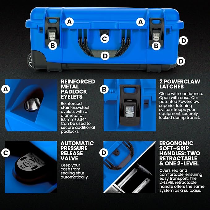 NANUK 935 Hard Case with Cubed Foam for Camera & Lenses – Waterproof Protective Equipment Case with Wheels, 22” x 14” x 9” – Dustproof and Impact Resistant, Carry-On Approved for Most Airlines – Blue - Image 4