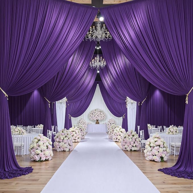 30ftx10ft Purple Backdrop Curtains for Party Background, Wrinkle Free Purple Photo Backdrop Drapes 6 Panels Back Drop Cloth for Wedding Birthday Photography Baby Shower Decor - Image 8
