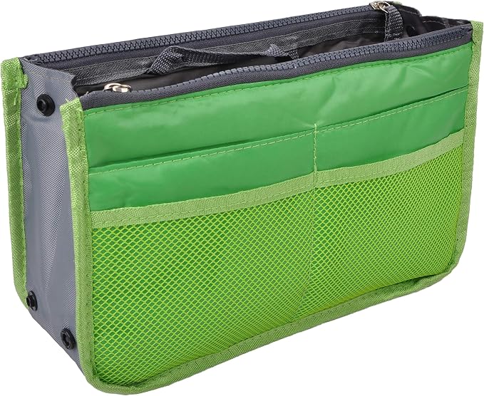 Vercord Purse Organizer Insert for Handbags Bag Organizers Inside Tote Pocketbook Women Nurse Nylon 13 Pockets Green Large by Vercord