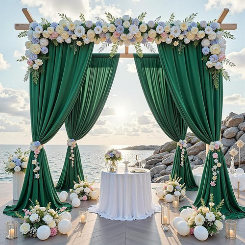 10 ft x 8 ft Wrinkle Free Hunter Green Backdrop Curtain for Parties, Fabric Dark Green Photo Backdrop Drapes 2 Panels 5x10ft for Baby Shower Wedding Birthday Party Photography Curtains - Image 2