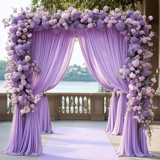 Lavender Purple Backdrop Curtain Drapes for Parties, 3Pack 10x10FT | Wrinkle Free Polyester Curtain Backdrop Draping Fabric for Backdrop Photoshoot Birthday Party Background,6 Panel 5x10FT - Image 3
