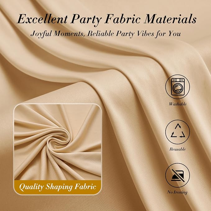 20 ft x 8 ft Thick Champagne Backdrop Curtain for Wedding Parties, 4 Panels 5 ft x 8 ft Wrinkle Free Polyester Champagne Photography Backdrop Drapes, Birthday Party Home Decoration Supplies - Image 8