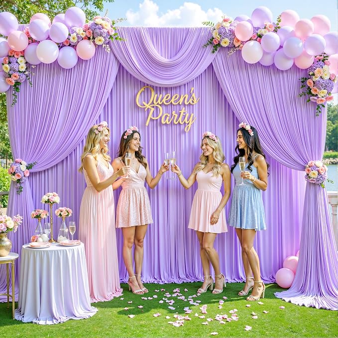 Lavender Backdrop Curtain for Parties Wedding Wrinkle Free Light Purple Photo Curtains Backdrop Drapes Fabric Decoration for Baby Shower Photoshoot 5ft x 8ft,2 Panels - Image 3