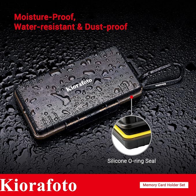 Kiorafoto Memory Card Case w 24 SD & 18 TF Transparent Standard Card Cases | Water-Resistant,Dual Protect,for 24 SD SDXC SDHC & 18 TF MSD Cards,Memory Card Holder Organizer,with Carabiner & Labels - Image 6